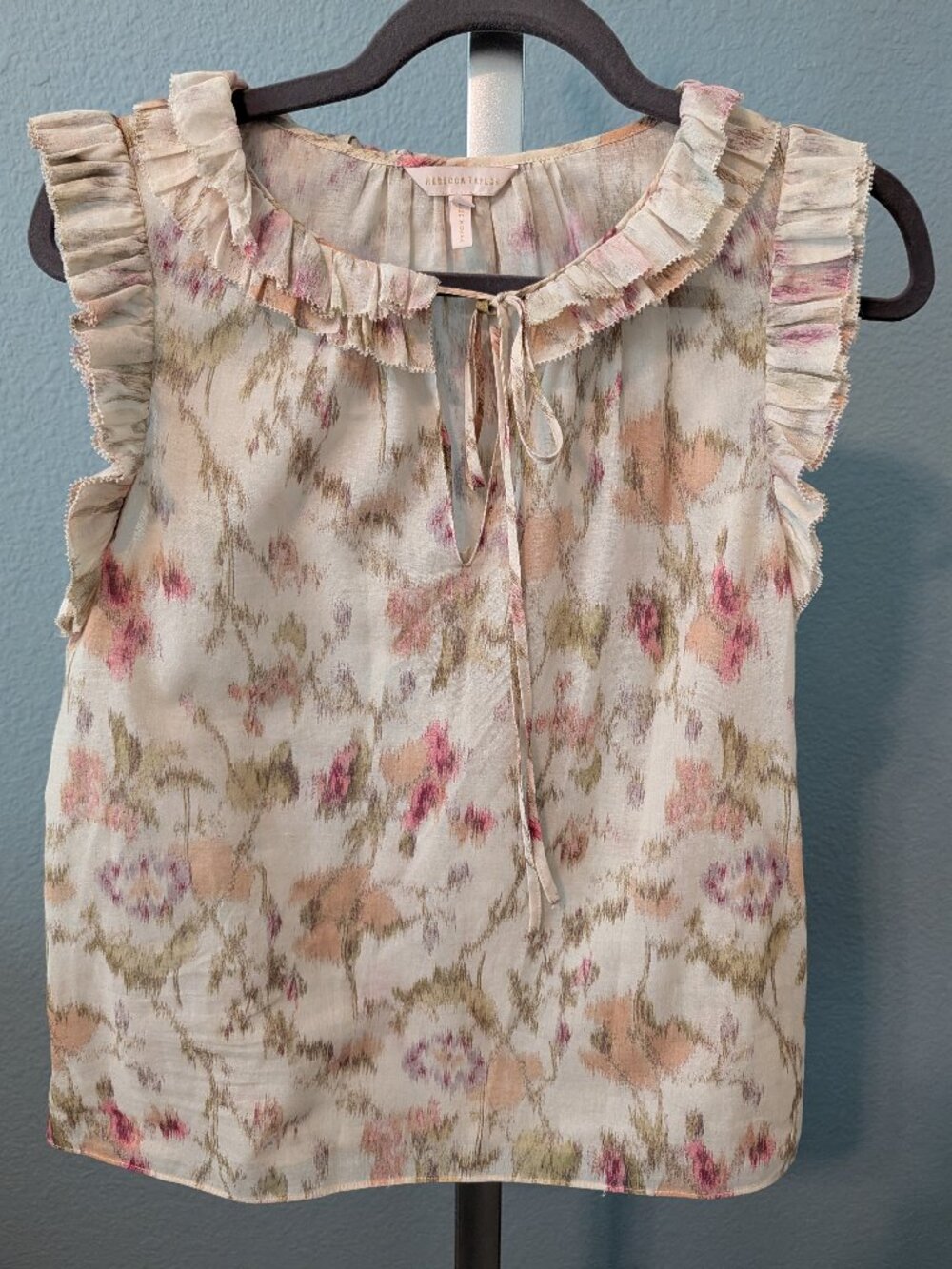 Rebecca Taylor floral ruffle blouse, size small